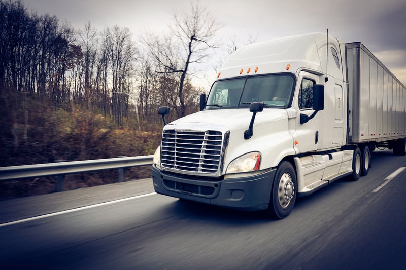 White semi truck on the highway