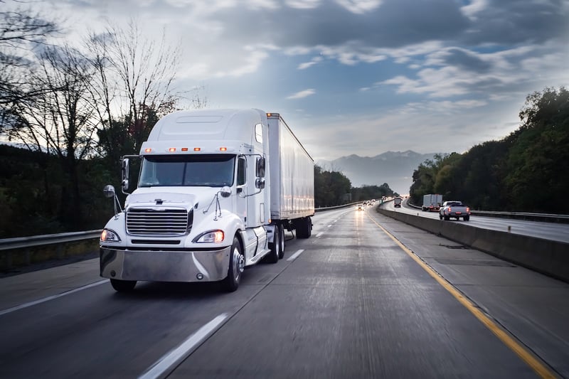 White truck on the highway