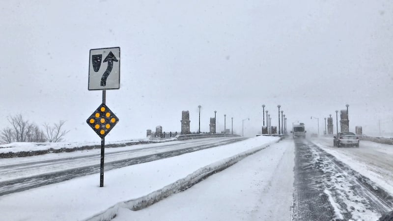 Snowy road in minnesota