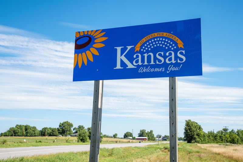 Welcome to Kansas highway sign