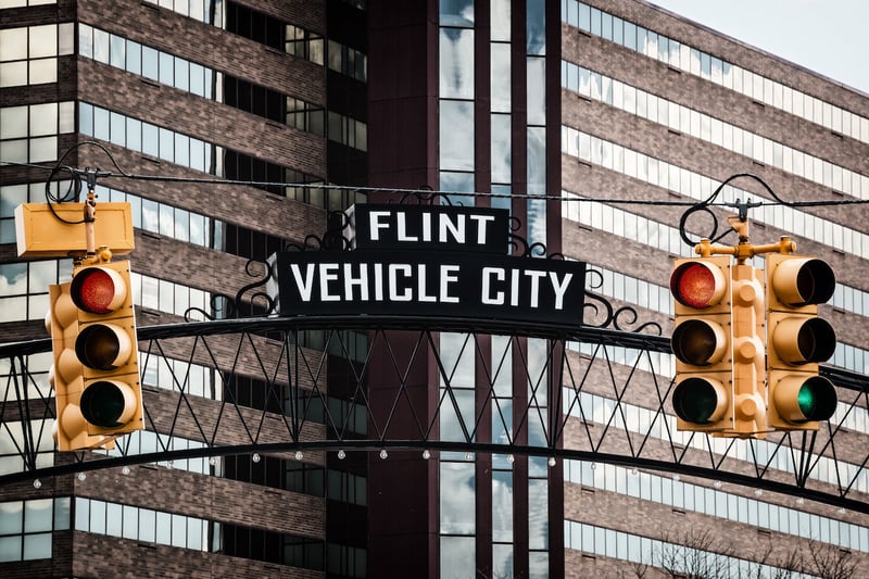 Flint road sign