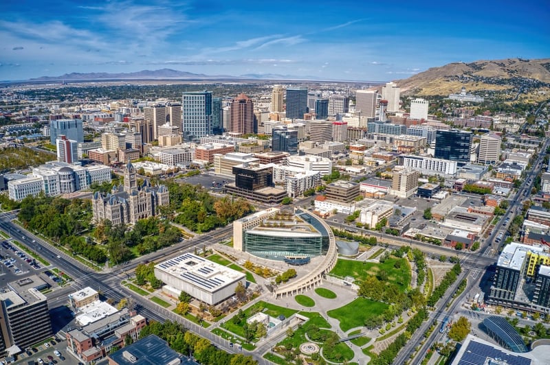 Salt lake city aerial shot