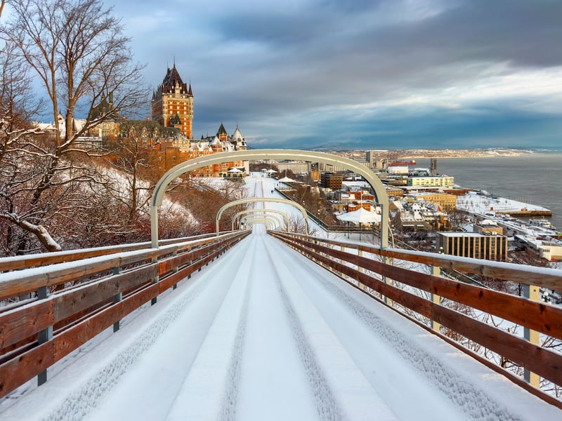 Snowy road in quebec city