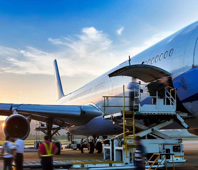 Crew loading a cargo jet