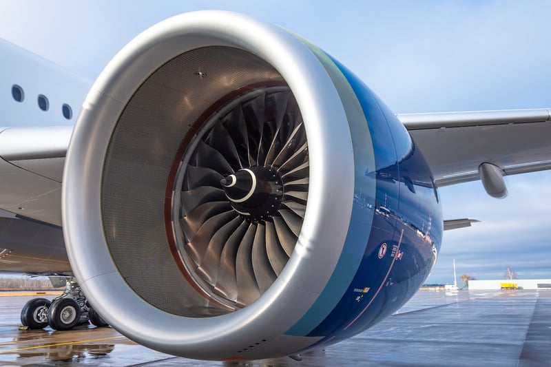 Airplane engine up close