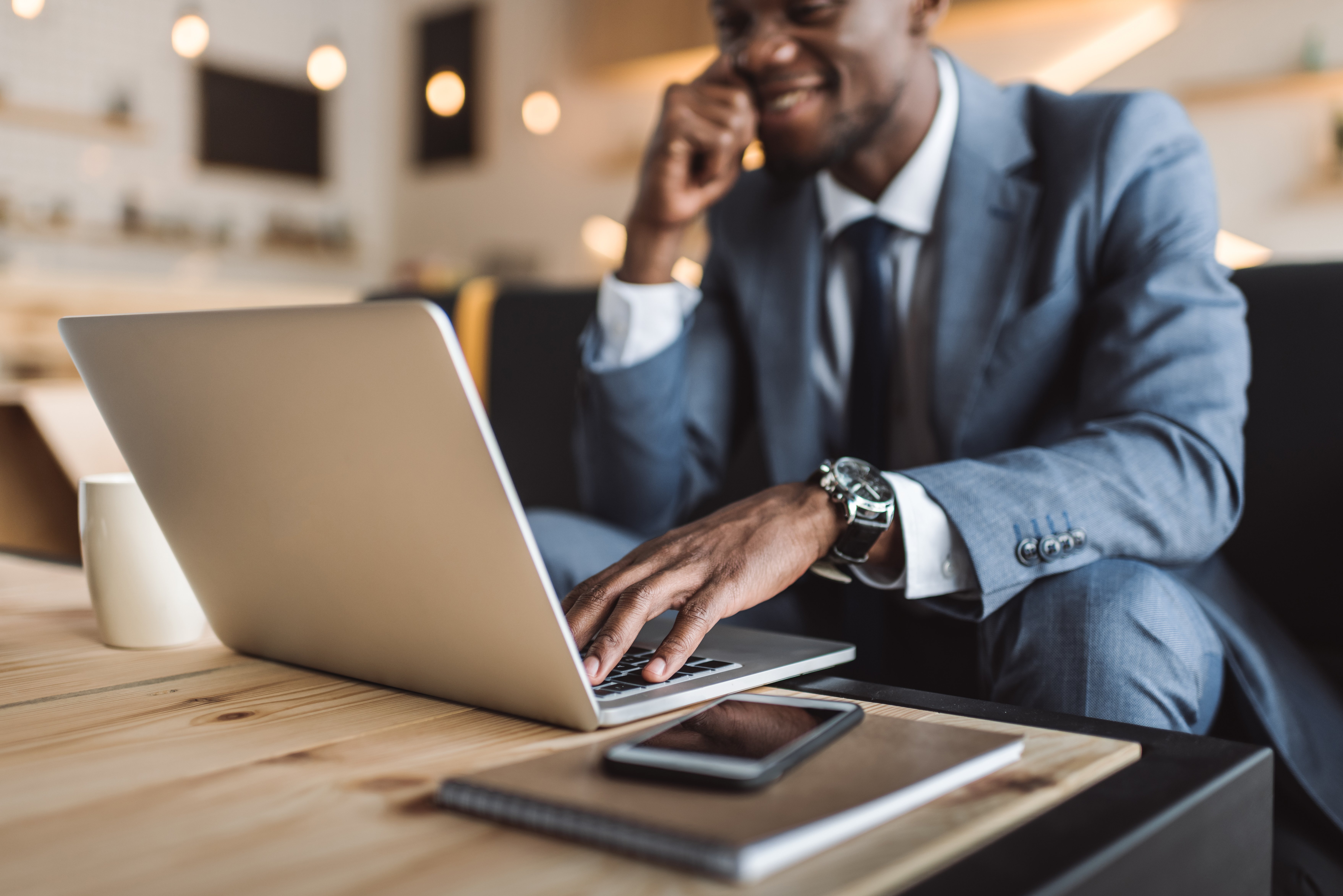 Businessman using laptop computer