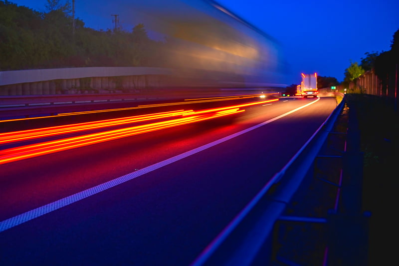 Motion blur of trucks on a highway