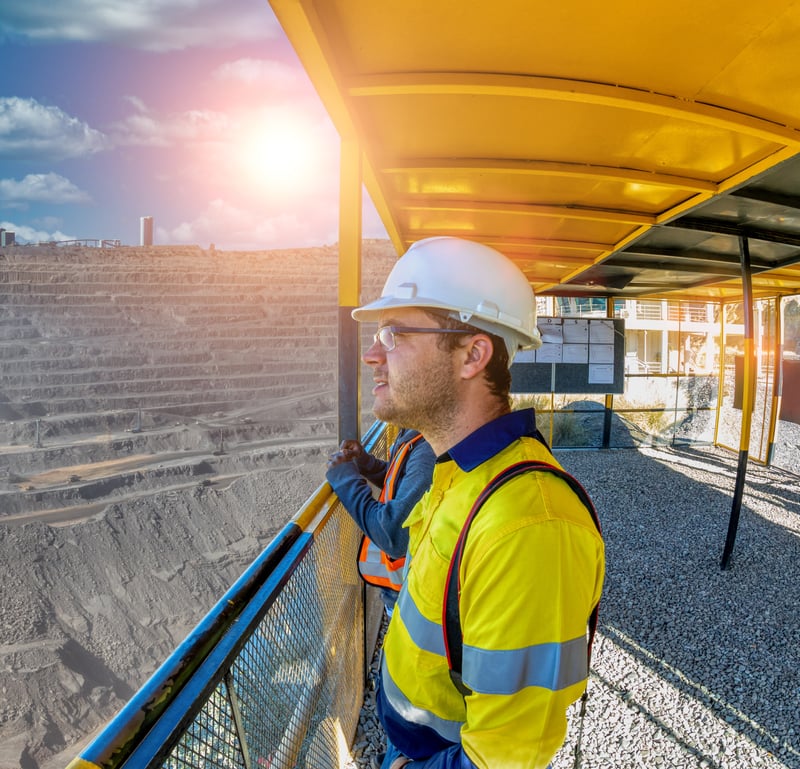 Mining workers observing