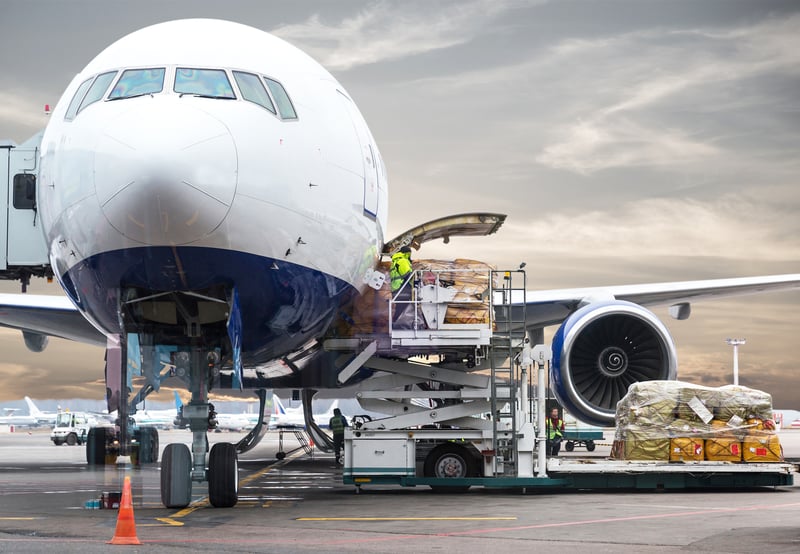 Airplane loading cargo
