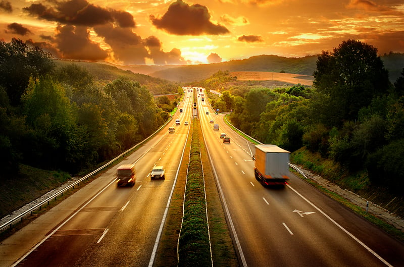 Trucks on the highway