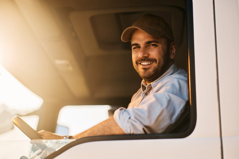 Smiling truck driver