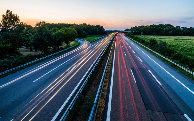 Motion blur of a fast highway