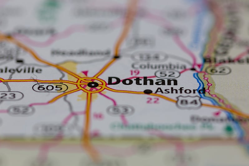 Map location Dothan, Alabama