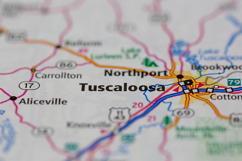 Map location Tuscaloosa, Alabama