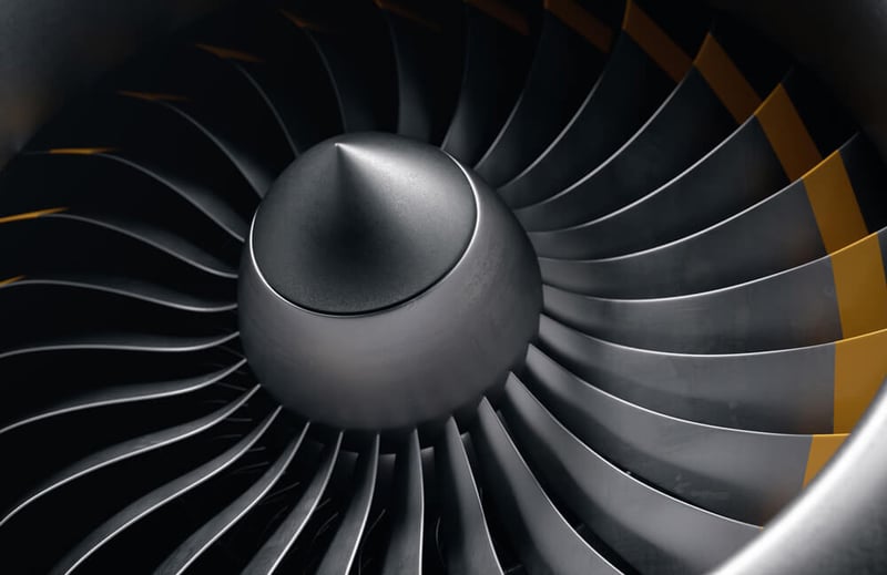 Closeup of plane's turbine