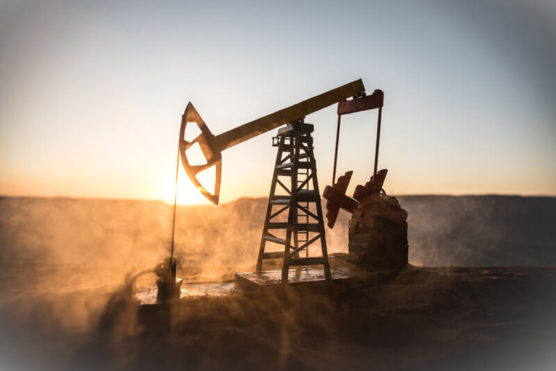 oil rig at sunset