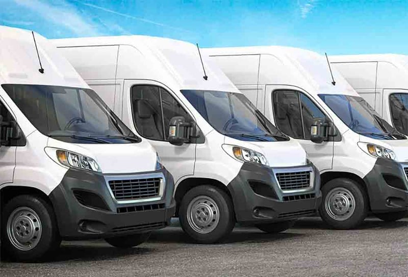 Fleet of white sprinter vans